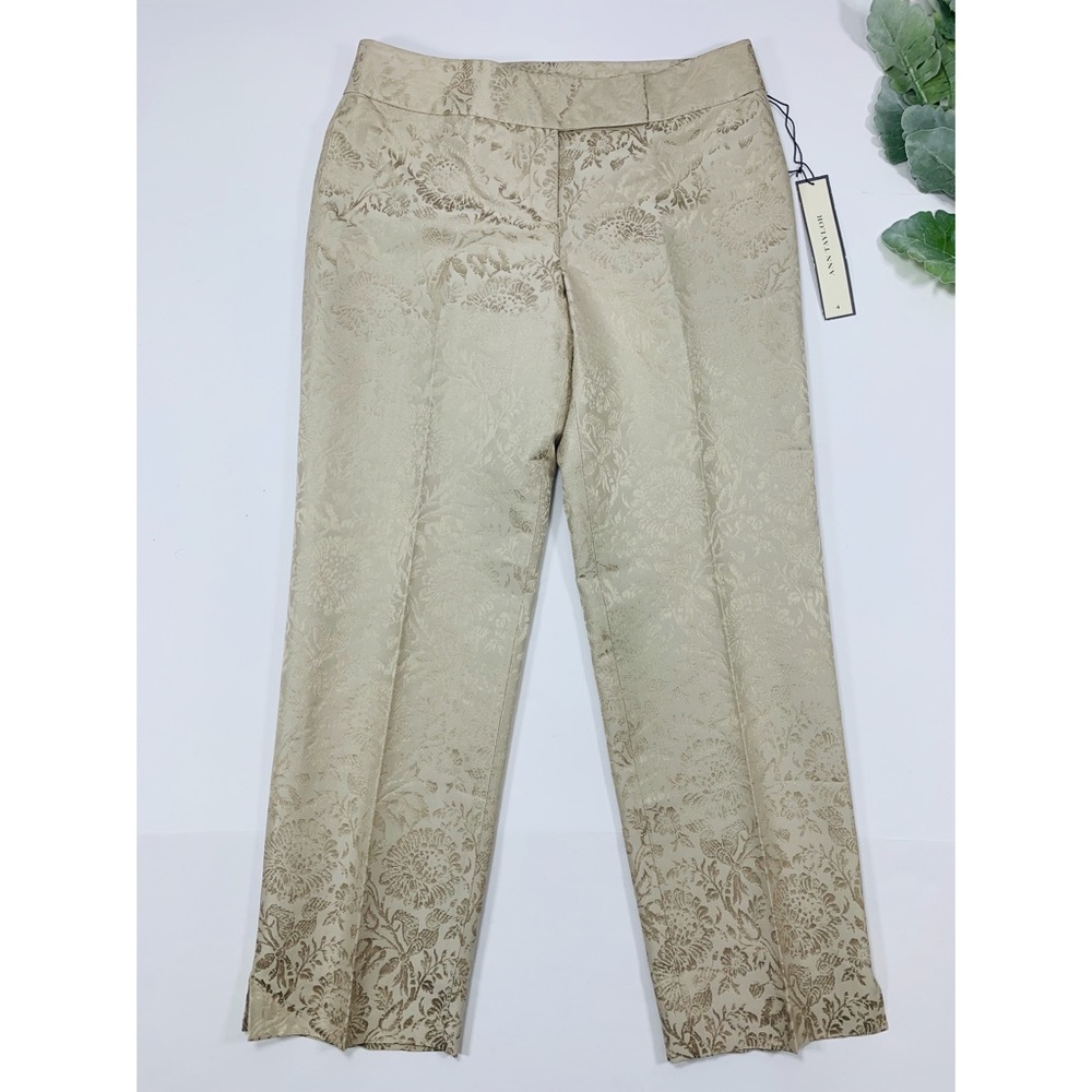 ANN TAYLOR | Gold Jacquard Margo Slacks